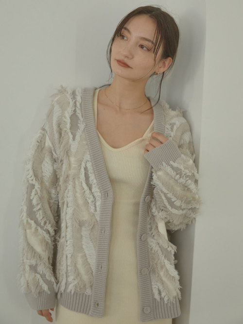 Marble fringe knit カーディガン ALL ACYM ONLINE SHOP