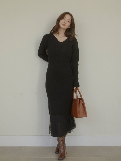 2024 Decollete cut knit ワンピース ALL ACYM ONLINE SHOP