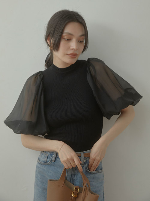 Organdy sleeve marshmallow ニット ALL ACYM ONLINE SHOP